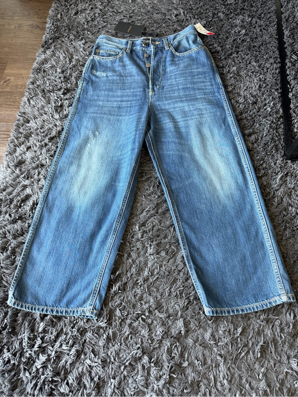 Brand New Pinko Unisex Relaxed Wide-Leg Light Blue Jeans